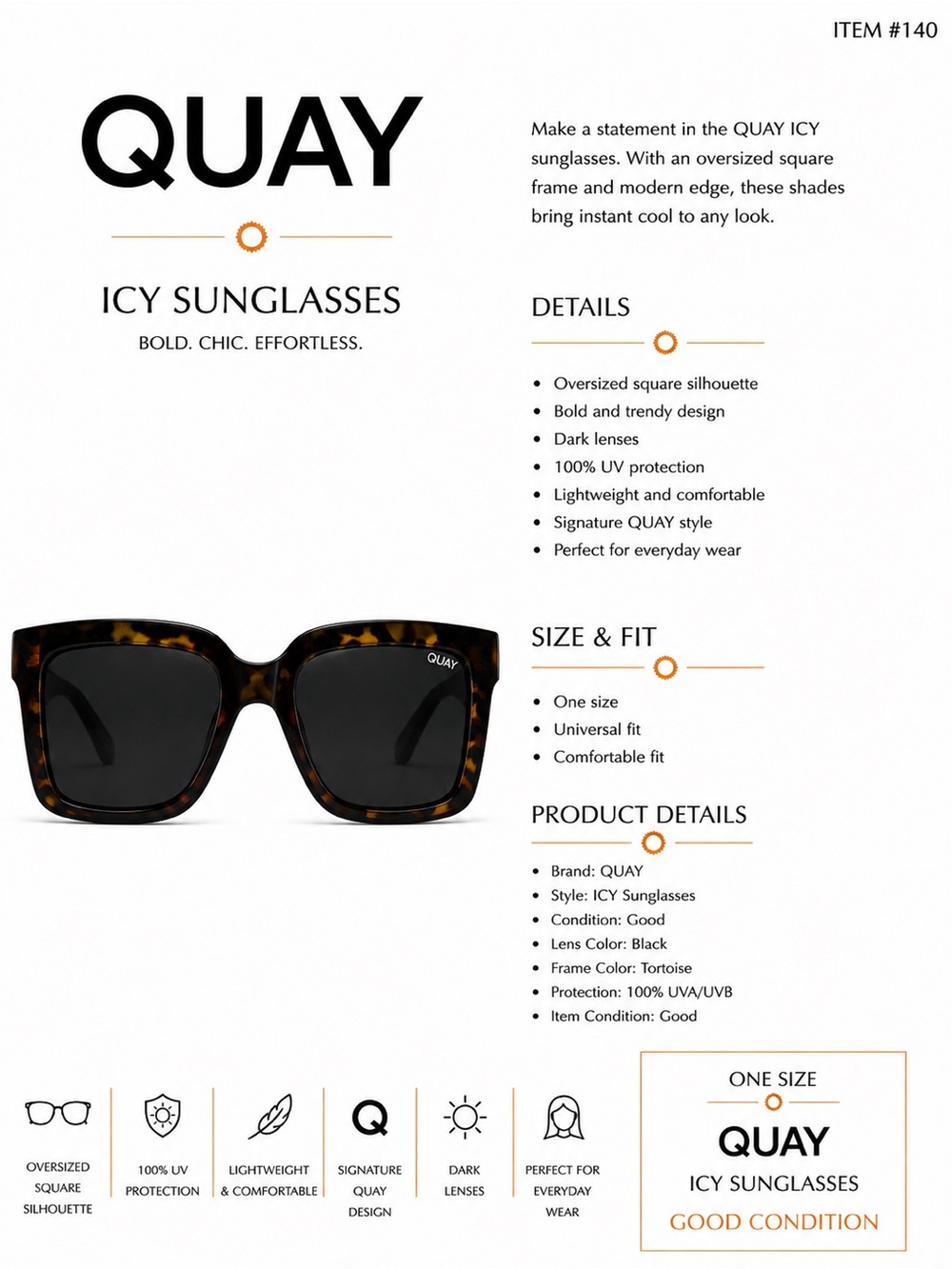 Quay Australia Tortoise Frame Sunglasses with Black Lenses